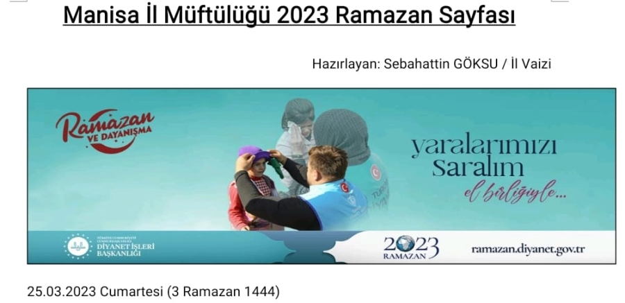 Manisa İl Müftülüğü 2023 Ramazan Sayfası-3