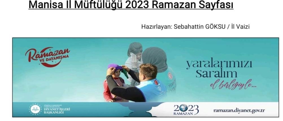 Manisa İl Müftülüğü 2023 Ramazan Sayfası-2