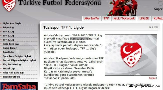 TFF SİTESİNDE  MANİSASPOR İLGİNÇLİĞİ  !!!!