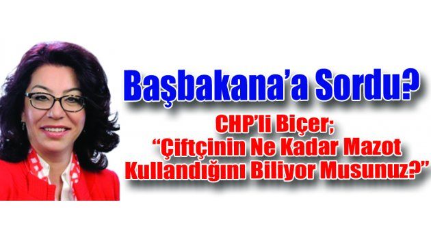 Chp’li Biçer’den Başbakan Yıldırım’a;  “Çiftçinin Ne Kadar Mazot Kullandığını Biliyor Msusunuz?”