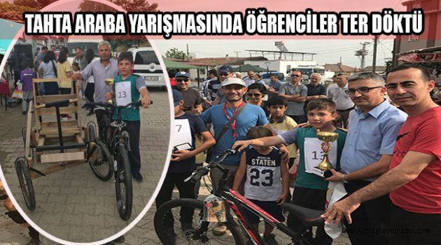 TAHTA ARABA YARIŞMASINDA ÖĞRENCİLER TER DÖKTÜ